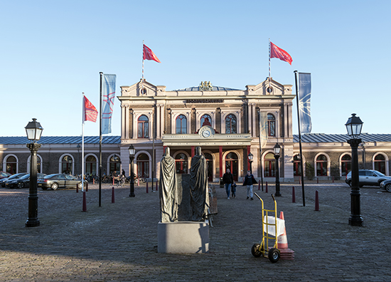 railway museum in the dutch town of utrecht in warm evening ligh