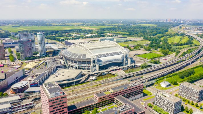 Amsterdam, Netherlands - June 30, 2019: Johan Cruijff ArenA (Amsterdam Arena). 2020 FIFA World Cup venue, Aerial View