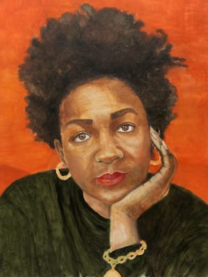 Iris Kensmil, Munganyende Hélène Christelle , 2021, oil on canvas, 190 x 145 cm, owned by the artist / Courtesy Ferdinand van Dieten Office